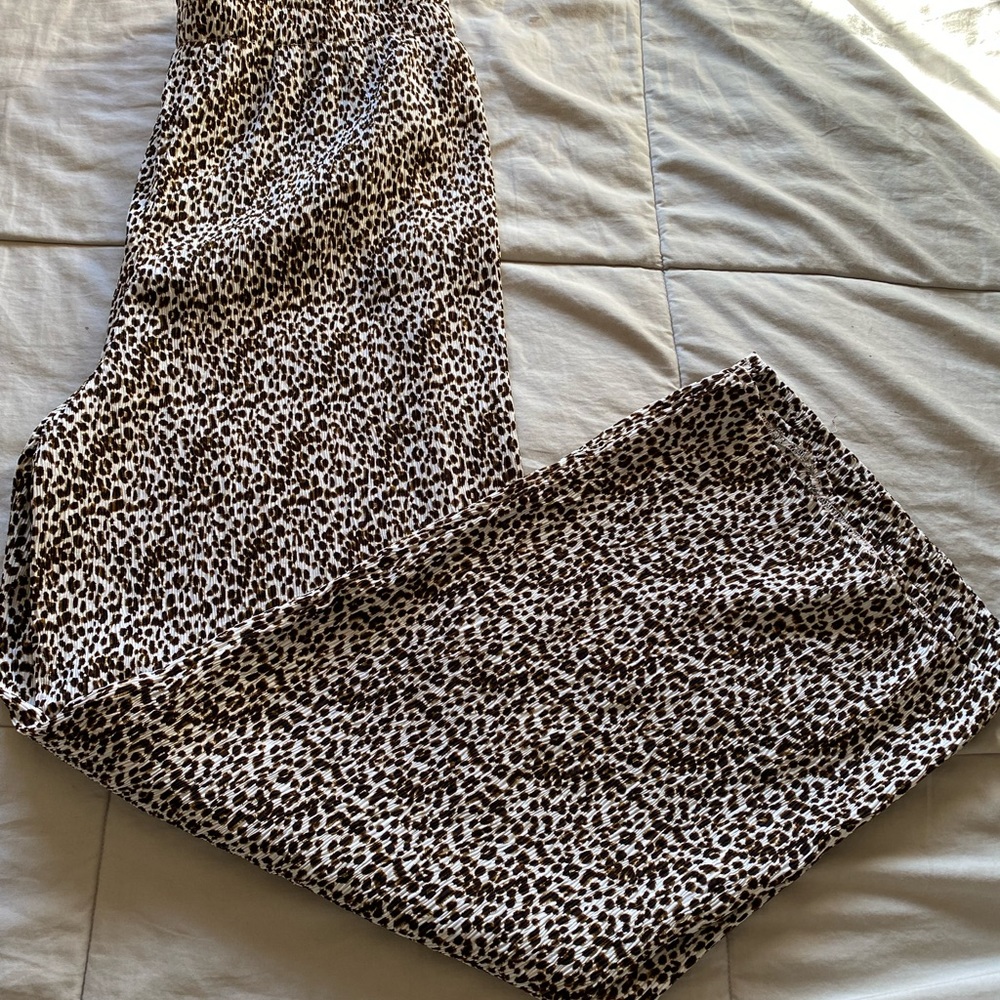 Fashion nova woman’s leopard print high waist palazzo pants wide leg loose